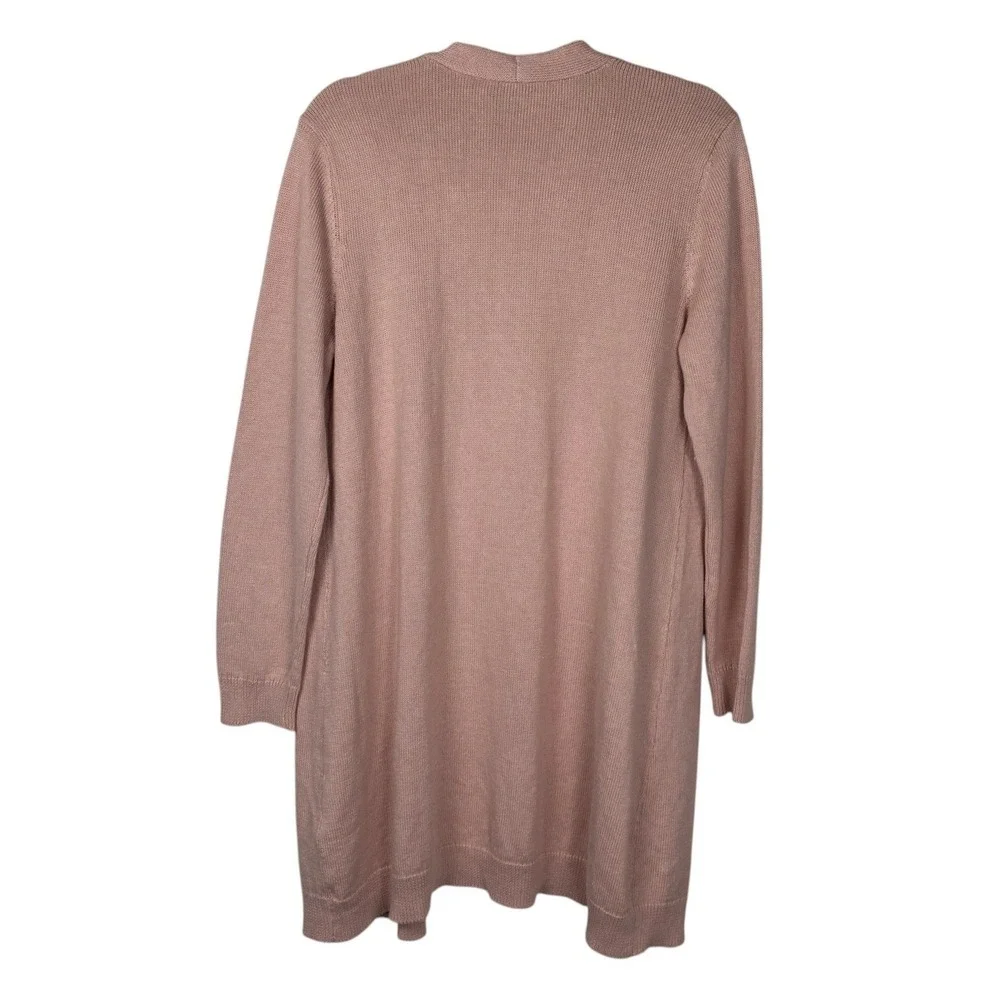 Eileen Fisher Womens Organic Linen Cotton Longline Cardigan Size M Salmon Pink